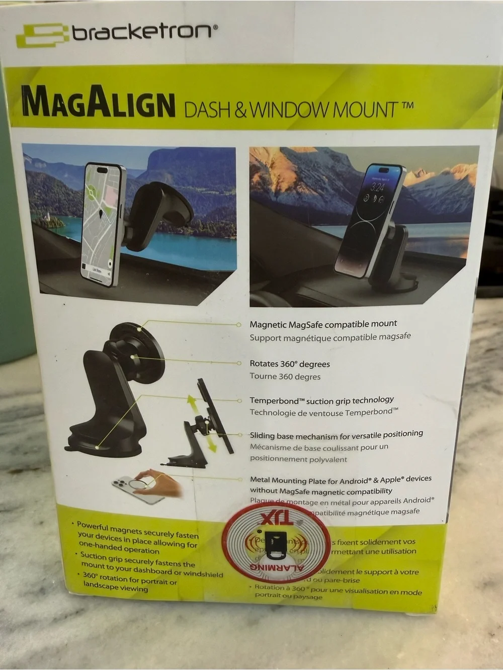 NWT MagAlign MagSafe Magnetic Phone Holder - dash and window mount -Black